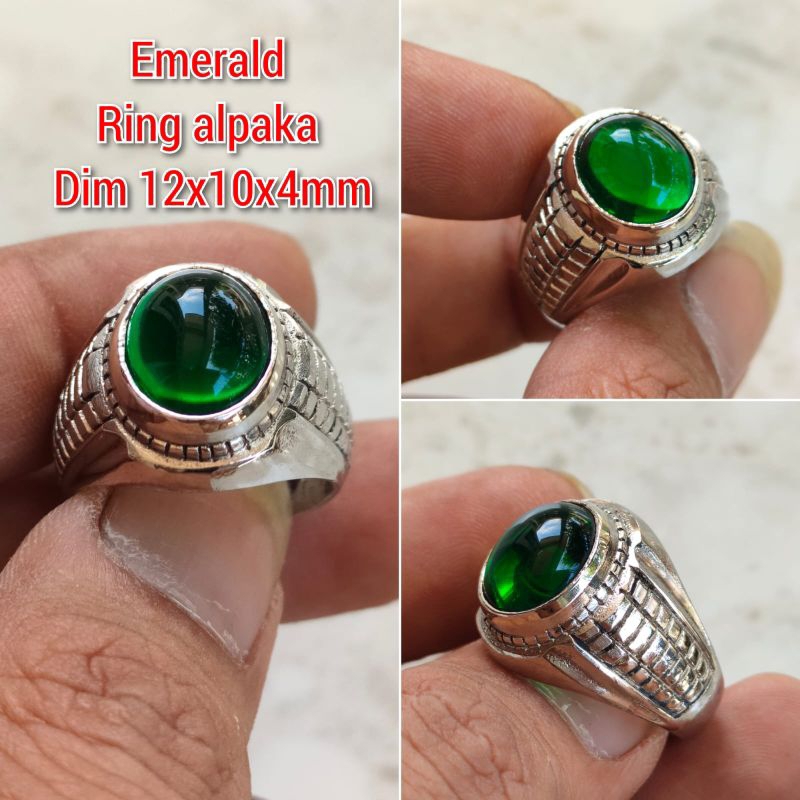 CINCIN PRIA BATU EMERALD GREEN RING ALPAKA