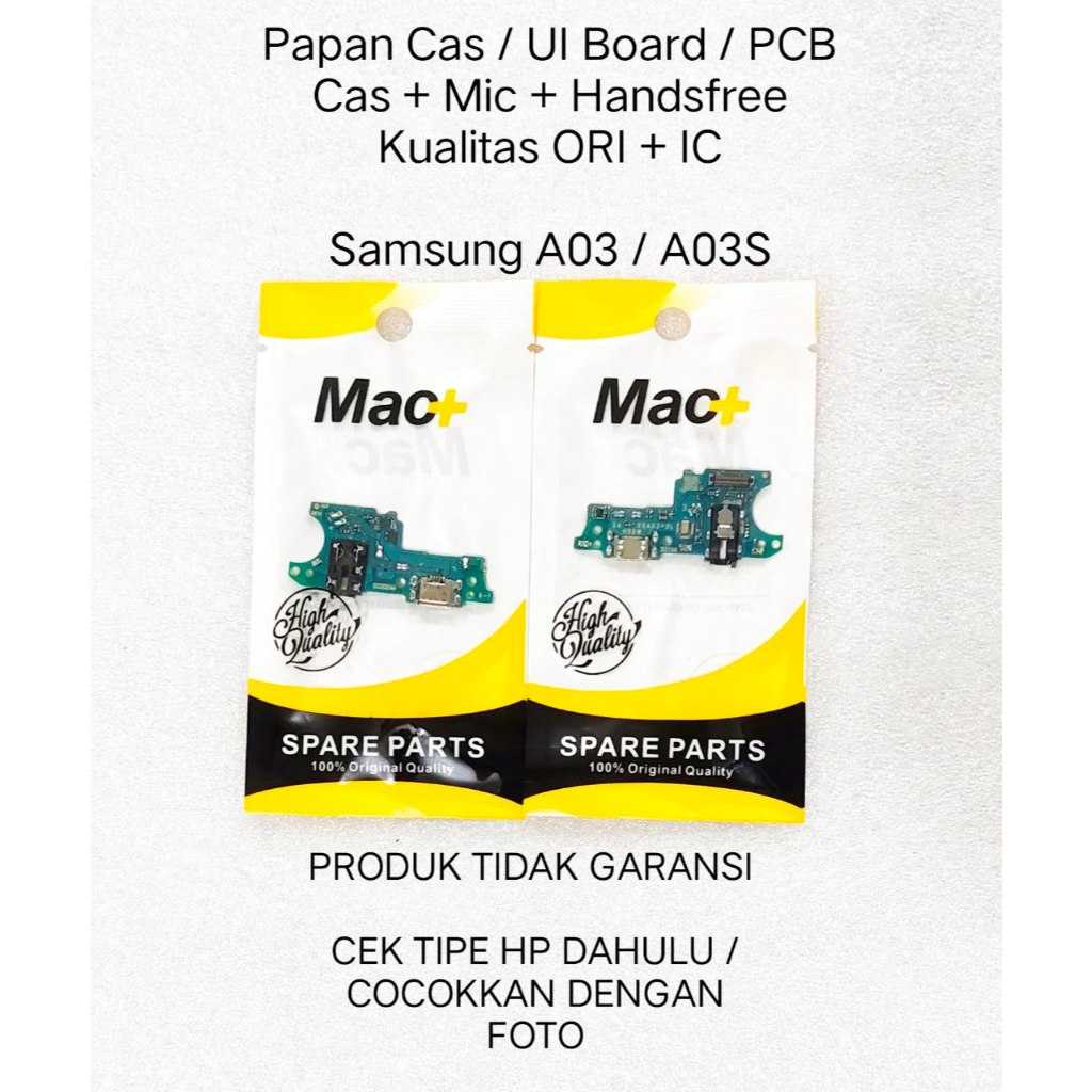 Papan Cas / PCB Cas /  UI Board + Mic + Handsfree Kualitas ORI + IC Samsung A03 / A03S