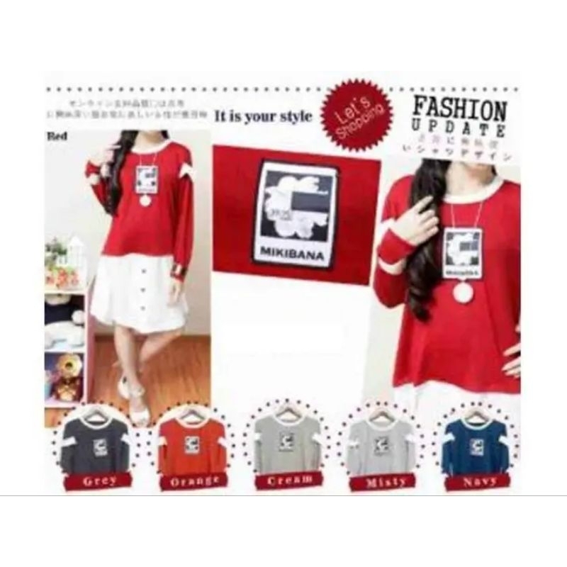 dress long blouse tunik yeyu tiunzhi mikibana circle sleeve ChocoBerry