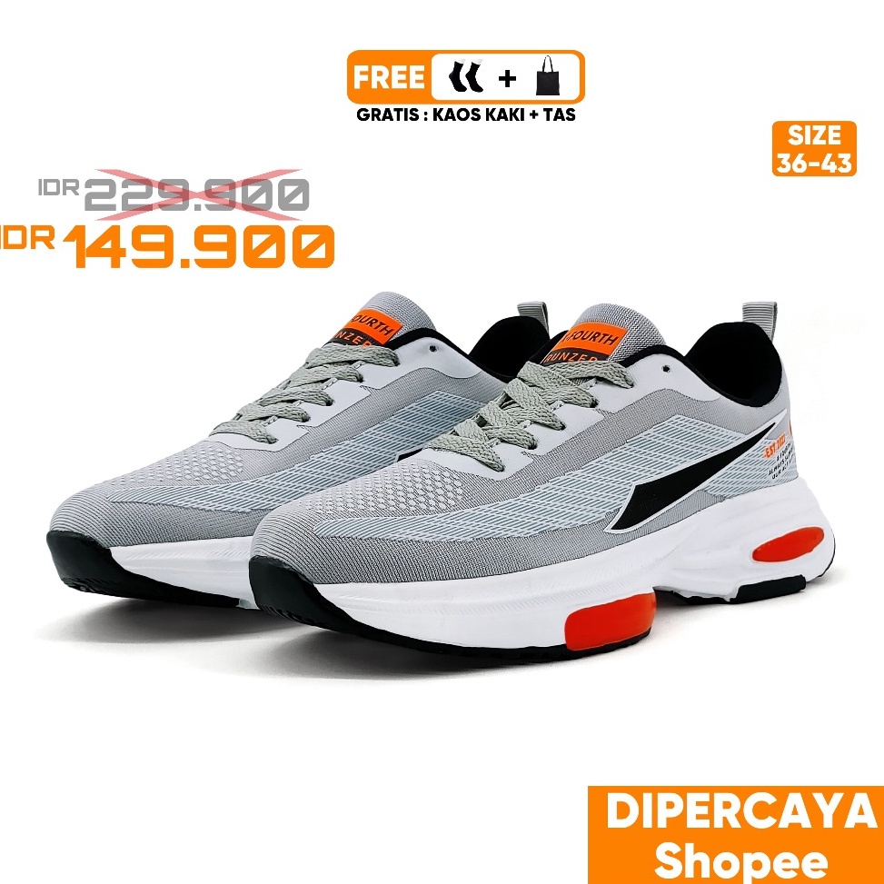 Promo Terlaris SEPATU OLAHRAGA PRIA DAN WANITA XFOURTH RUNZER SEPATU LARI SENAM DAN GYM 224 TERBARU 