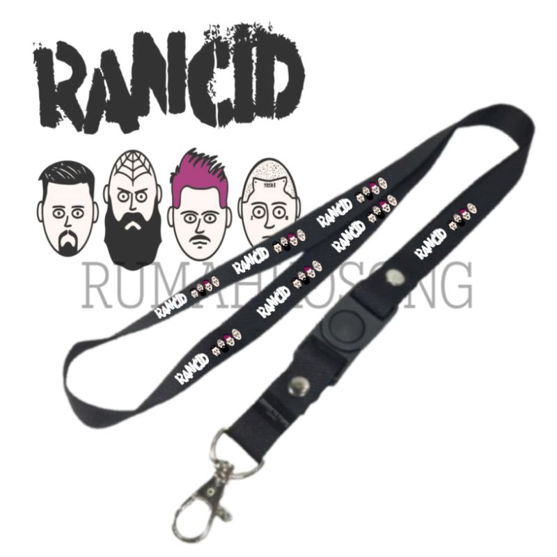 

LANYARD BAND RANCID / TALI LANYARD BAND / LANYARD ART / GANTUNGAN HANDPHONE NAME TAG KARTU NAMA ID CARD / LANYARD POLOS / LANYARD HITAM