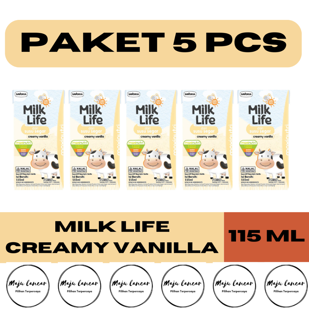 

susu UHT creamy vanilla milk life kids 115 ml bt21 (paket 5 pcs) / susu UHT vanilla / susu UHT vanila