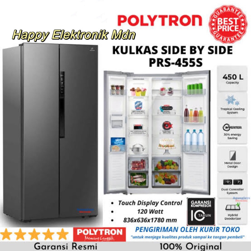 KULKAS POLYTRON KULKAS SBS POLYTRON SIDE BY SIDE POLYTRON PRM-455S POLYTRON PRM455S POLYTRON 455S PO