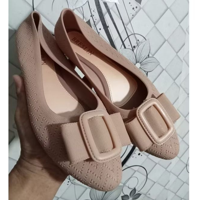 857 BRESLIN/ SEPATU KARET PLAT SHOES WANITA MOTIF PITA BESAR SIZE 36-40