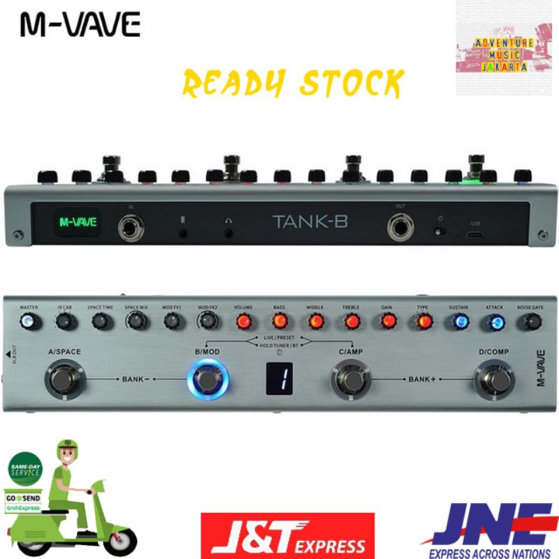 M-VAVE TANK B Pedal Efek Bass Portable Multi Effects Chorus Delay Reverb Soundcard Interface XLR Out