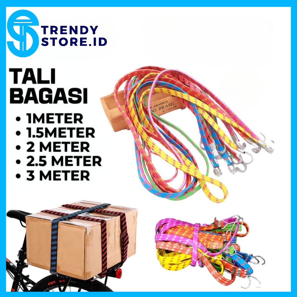 Tali Pengikat Barang diMotor / Tali Bagasi Motor / Tali Karet Elastis Ikat Barang 1 Meter 2 Meter 3 