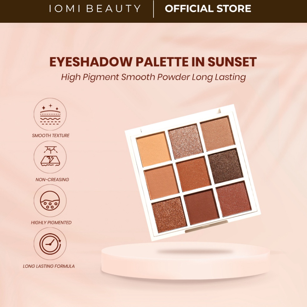 Stock Limited IOMI Beauty  Eyeshadow Palette in Sunset  Palette Makeup Long Lasting Pigmented Natura