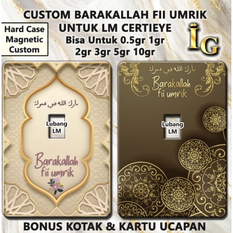 Cover Emas ANTAM Certieye BARAKALLAH FII UMRIK (TANPA EMAS) + Box Gratis Kartu Ucapan Custom