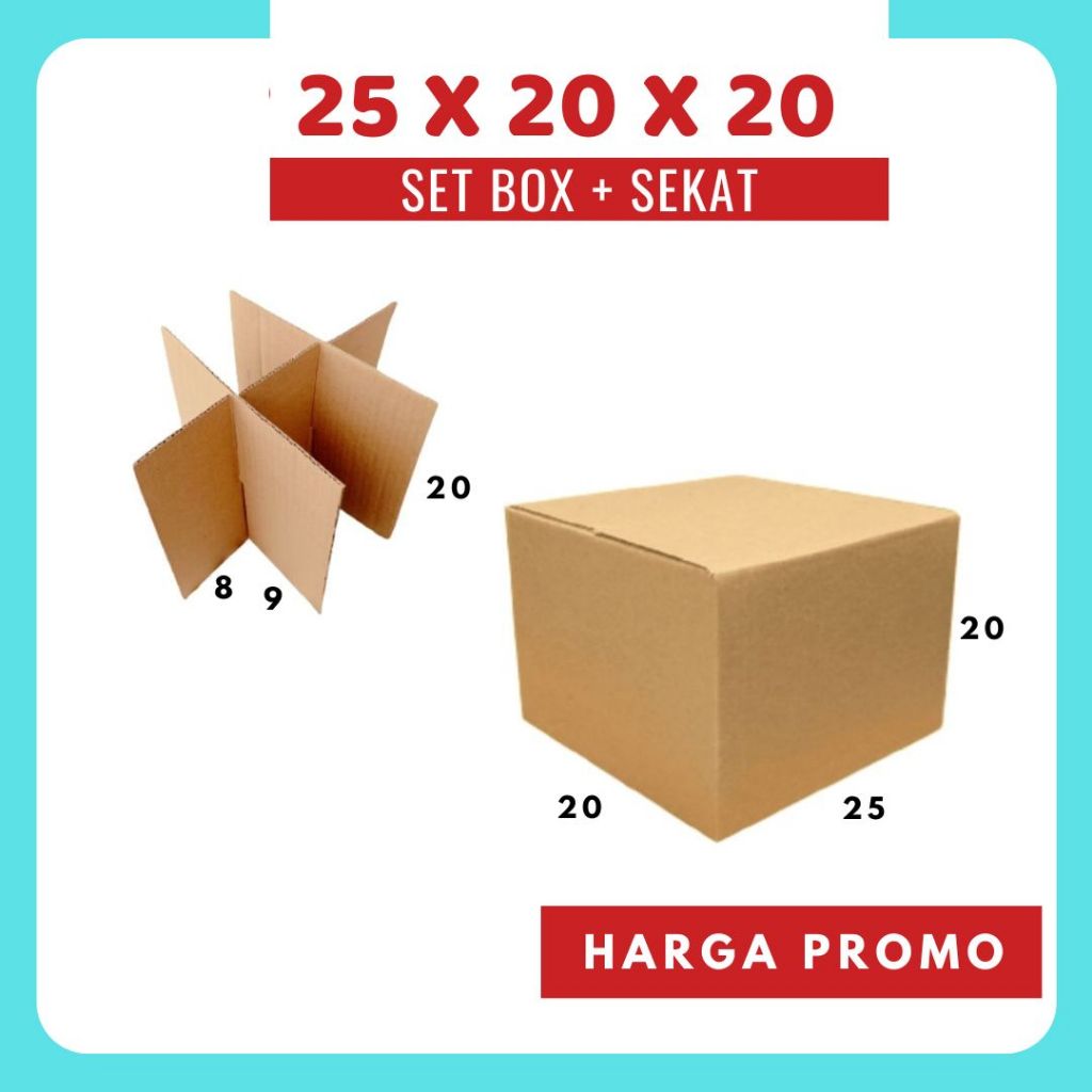 

Set Box 25x20x20 + Sekat 6 @9x8x20 Box Dus Packing Kotak Kemasan Kardus Karton