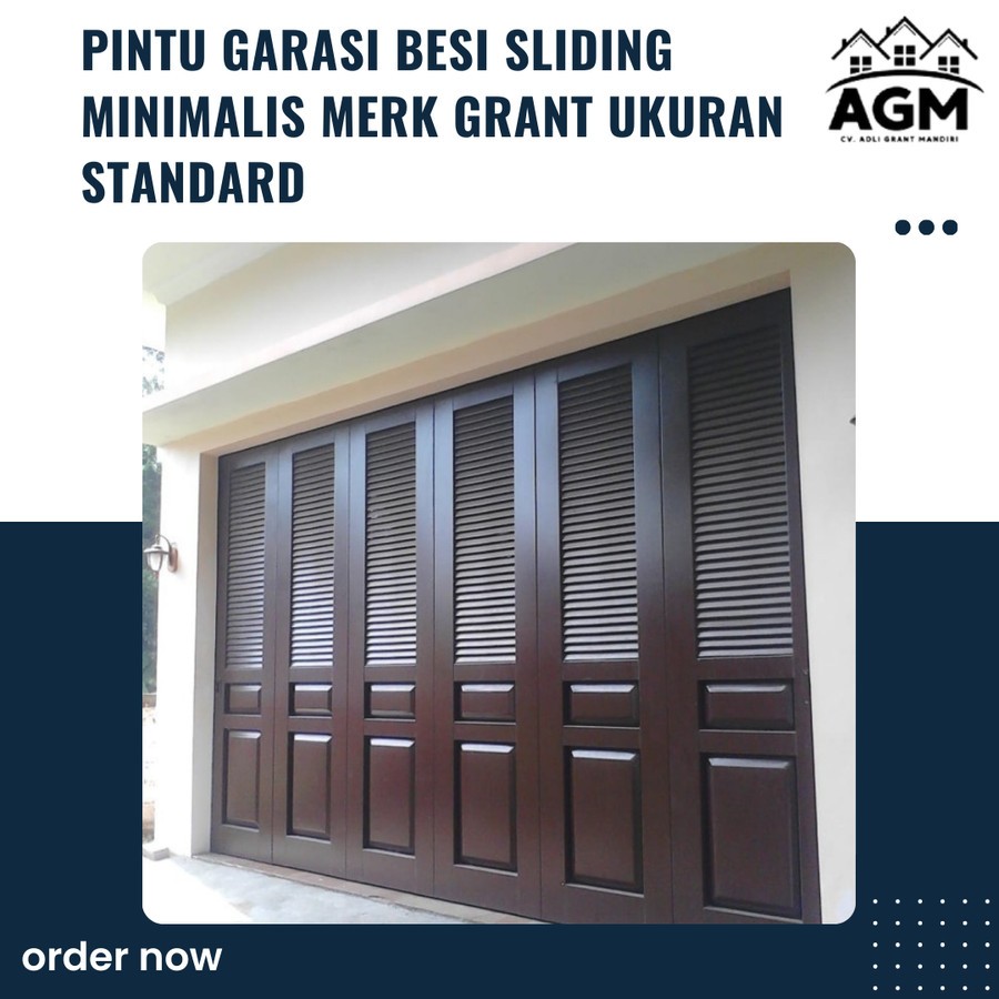 pintu garasi besi sliding minimalis merk GRANT ukuran standard