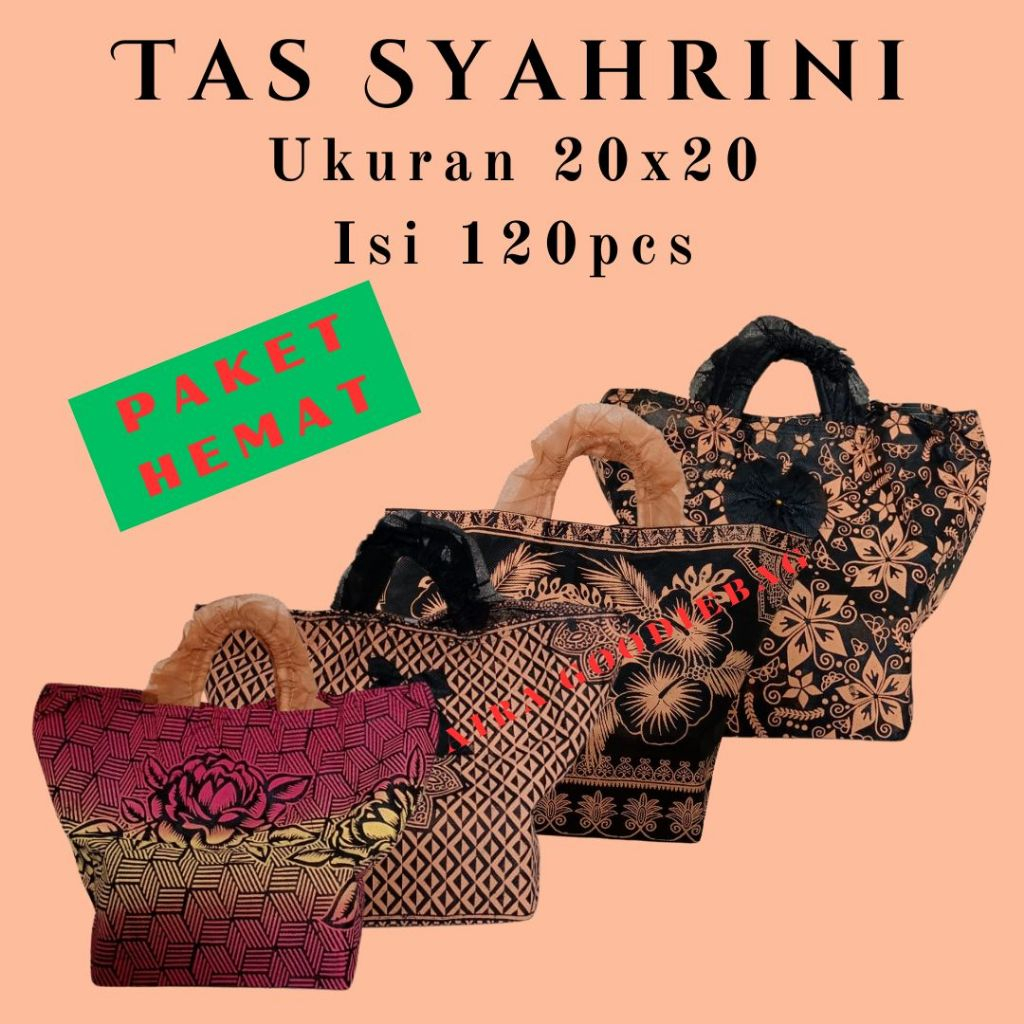 

Tas Spundboond (PAKET HEMAT) Tas Syahrini Ukuran 20x20 Isi 120pcs Tas Kabir Tas Nasi Kotak Tas Besek