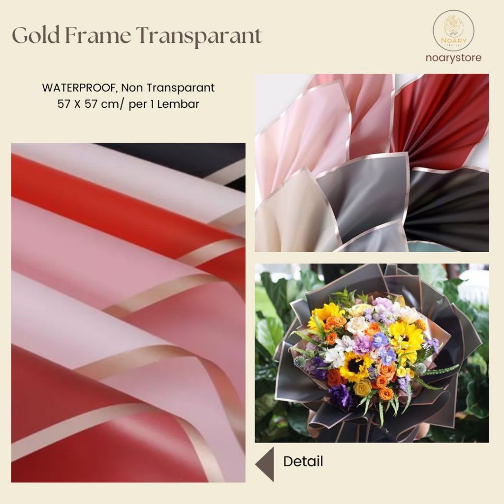 

GOLD FRAME TRANSPARANT / Cellophane Paper Kertas Bunga