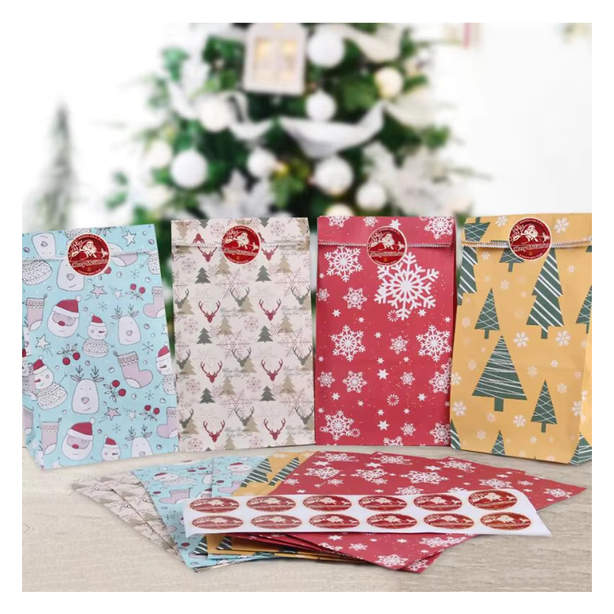 

Kertas Kraft Tas Kemasan Hadiah Natal Tas Kue Permen Chritmas