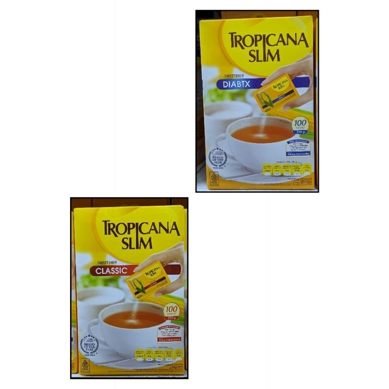 

TROPICANA SLIM Sweetener Diabtx & Sweetener Classic 200 Gram (100 Sachet) || Tropicana Slim || Tropicana Slim Diabtx || Tropicana Slim Classic || Pemanis Alami || Pemanis Rendah Gula || Tropicana Slim 200 Gram || Pemanis Untuk Penderita Diabetes