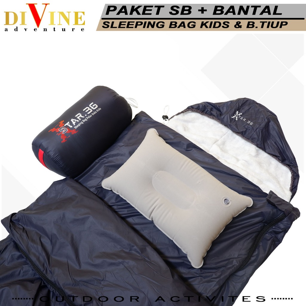 paketan sleeping bag kids xstar 3.g dan bantal tiup paket hemat sb+bantal tiup murah Sb kids waterpr