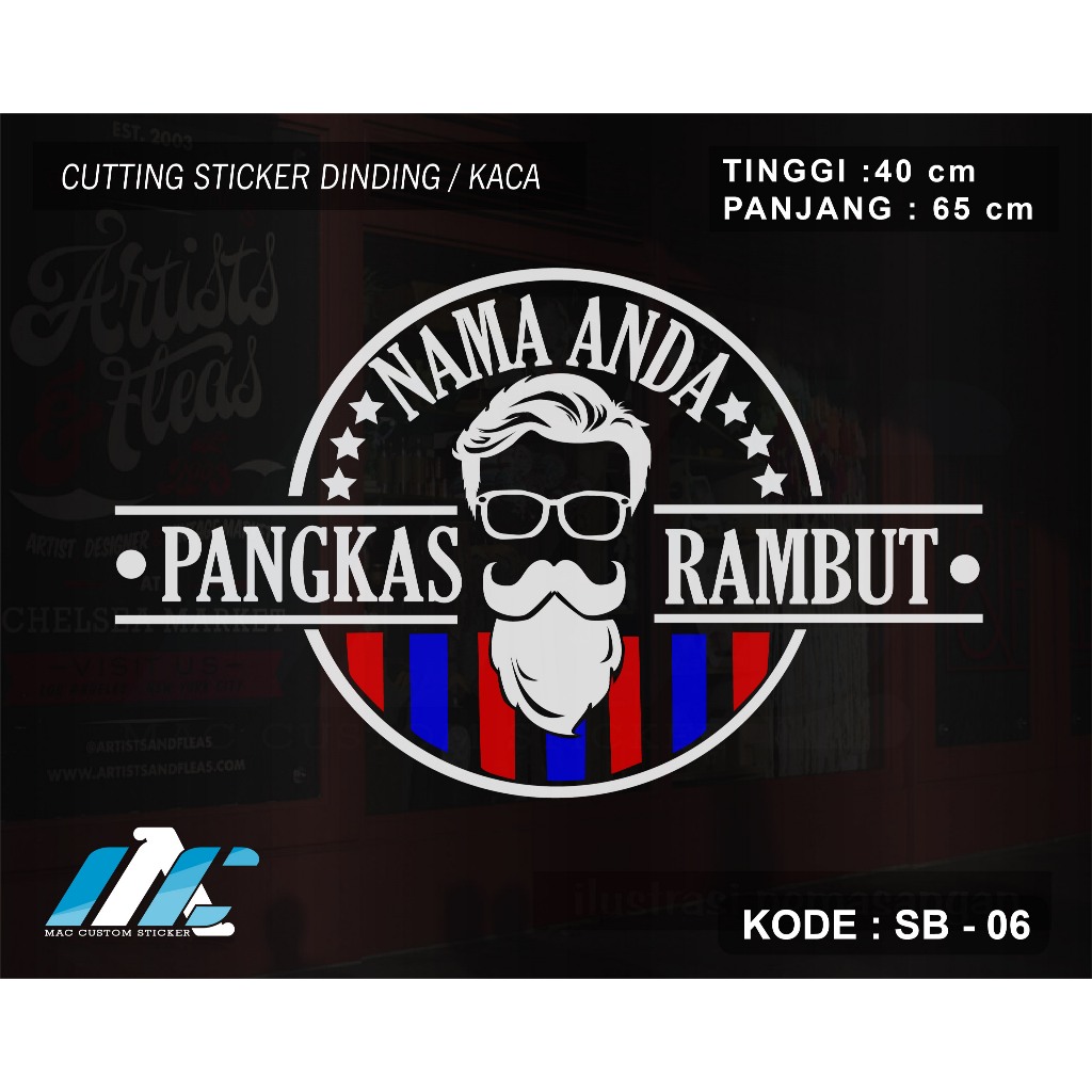 WALL STIKER BARBERSHOP - STICKER DINDING PANGKAS RAMBUT - CUTTING STIKER POTONG RAMBUT - SB 06