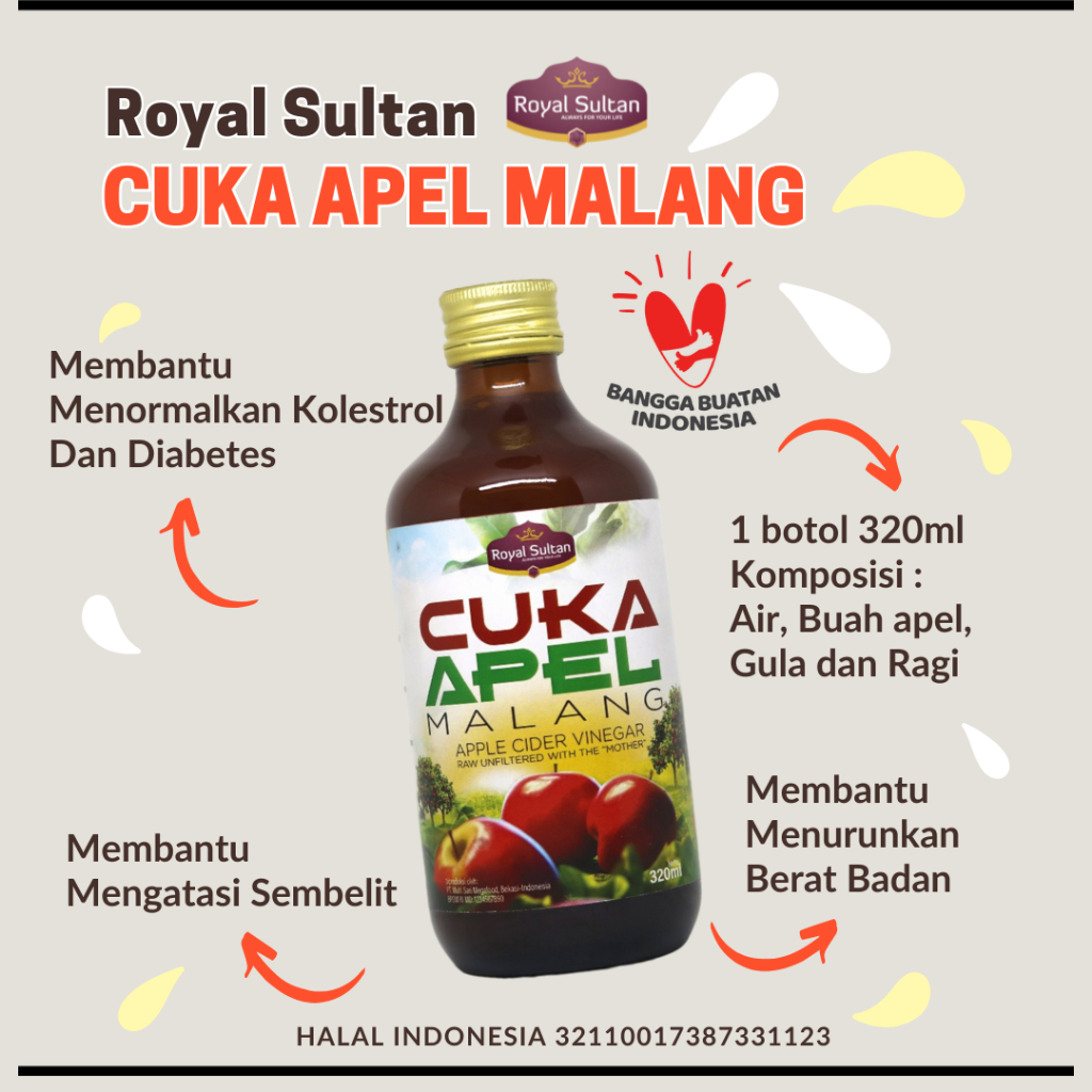 

Royal Sultan - Cuka Apel Original - Diet Detoks - Apple Cider Vinegar - Toner Wajah Alami 320ml COD