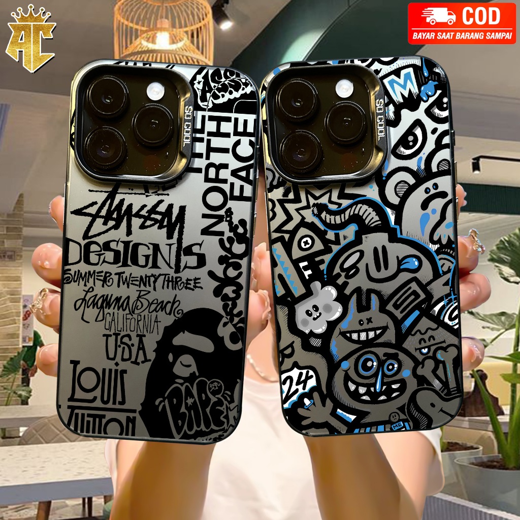 CASE IPHONE 11 / 13 / XS / 11 PROMAX / XR / 7+ SO COOL HOLOGRAM PREMIUM MATTE - Motif BAPE - Softcas
