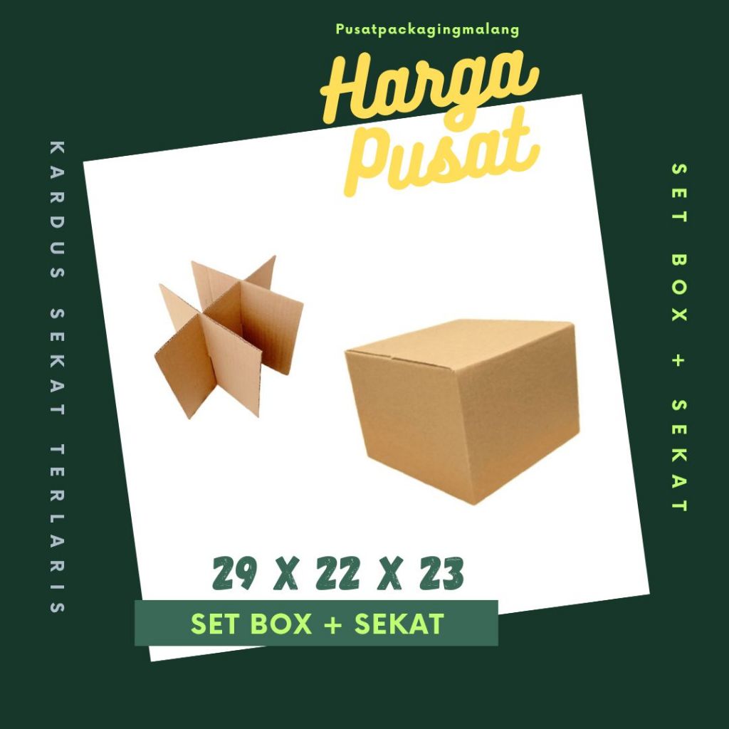 Set Box 25x20x20 + Sekat 6 @9x8x20 Box Dus Kardus Packing Kotak Kemasan Karton