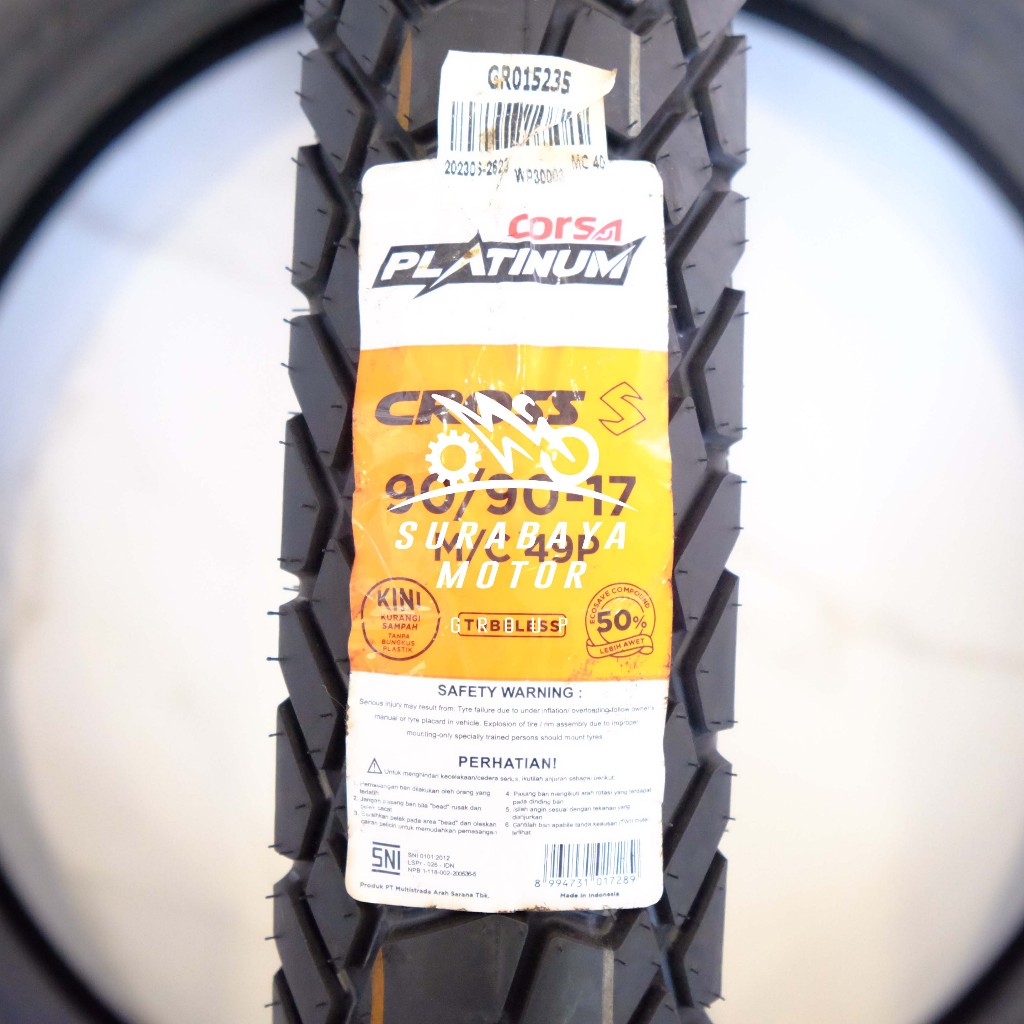 Ban Tubeless Corsa 90/90-17 Cross S Sepeda Motor Bebek Ring 17 Medium Compound CB150R Versa R15 Mega
