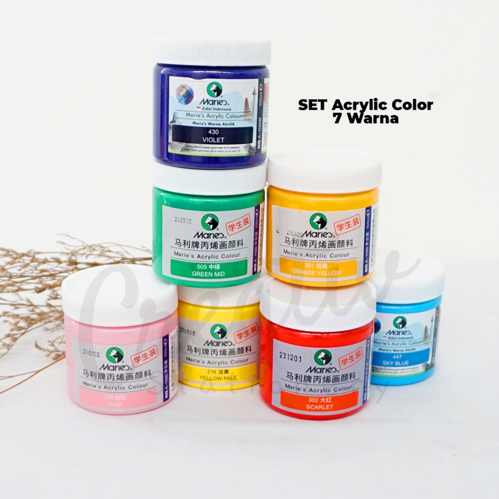 

MARIES Cat Acrylic 100 Ml Paint Paint Acrylic Set Cat Akrilik Warna Dasar 7 9 11 Warna Silver Gold