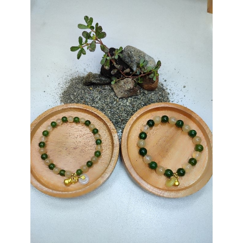 Gelang Giok mix serat sedana tali karet