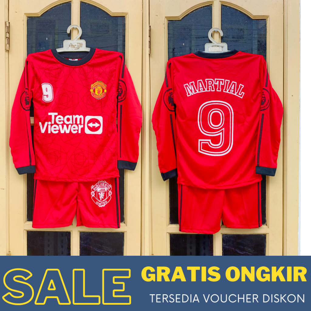 setelan baju kiper sepakbola anak laki laki merah/ baju bola lengan panjang kiper