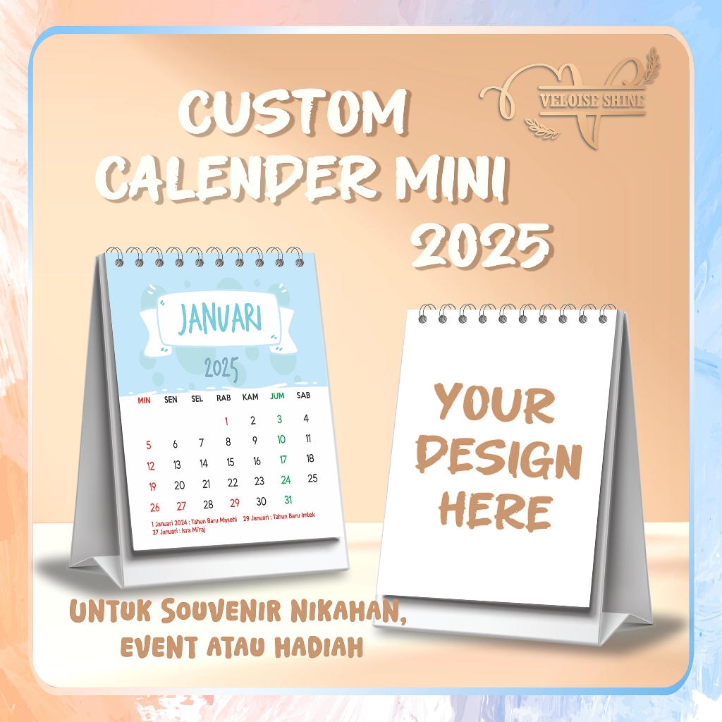 

(CUSTOM) KALENDER MINI 2025 / KALENDER PORTABLE MINI / KALENDER MEJA SOUVENIR NIKAHAN EVENT HADIAH