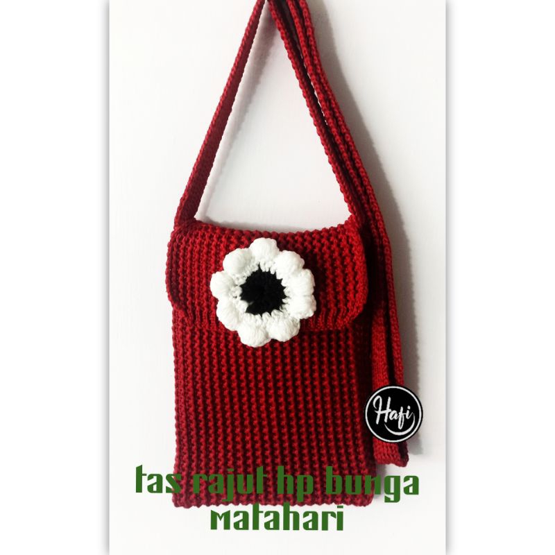 tas rajut hp bunga matahari #selempang #tasrajut