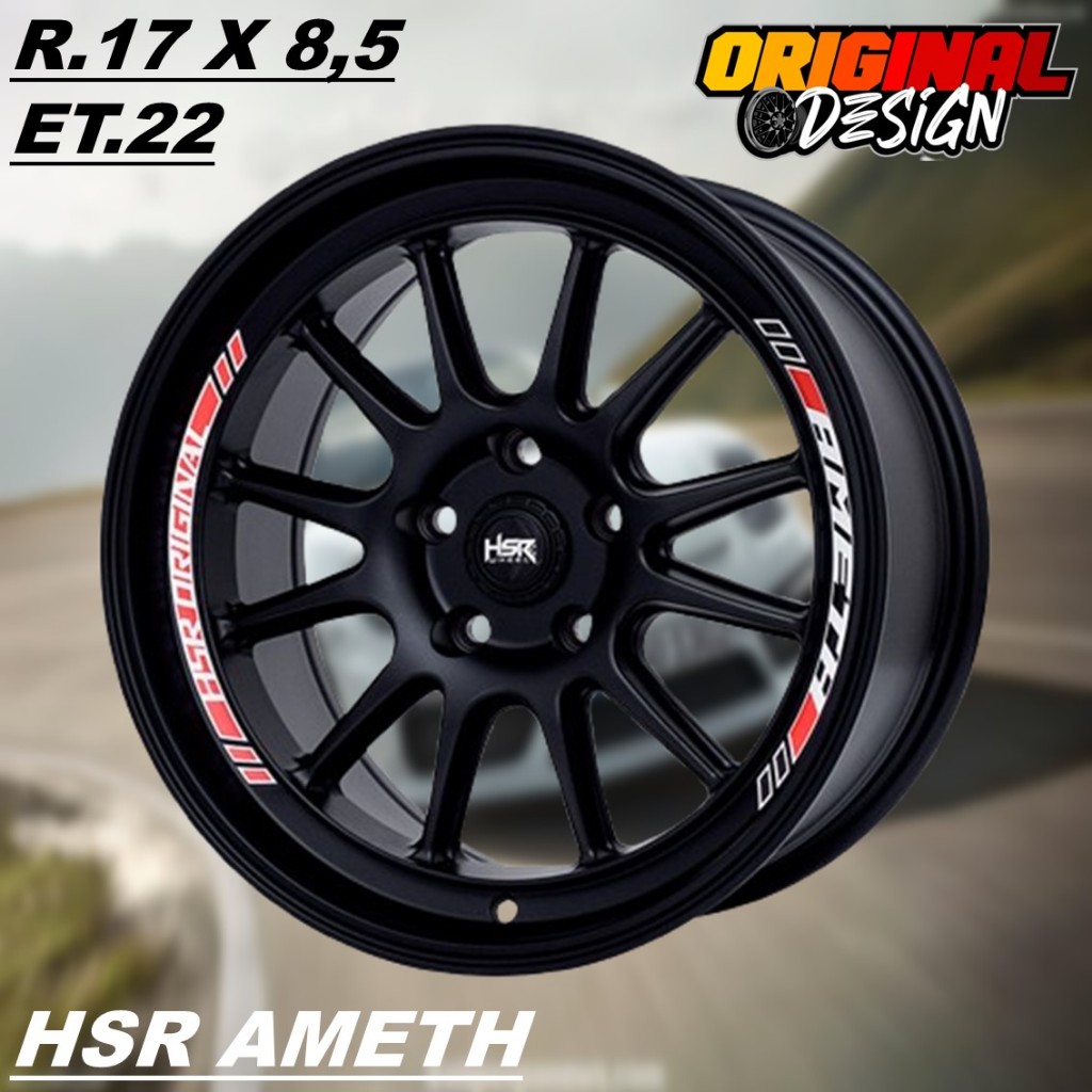 HSR AMETH R17 lebar 8,5 hitam velg mobil XTRAIL, MAZDA 5, GRANMAX, ring 17