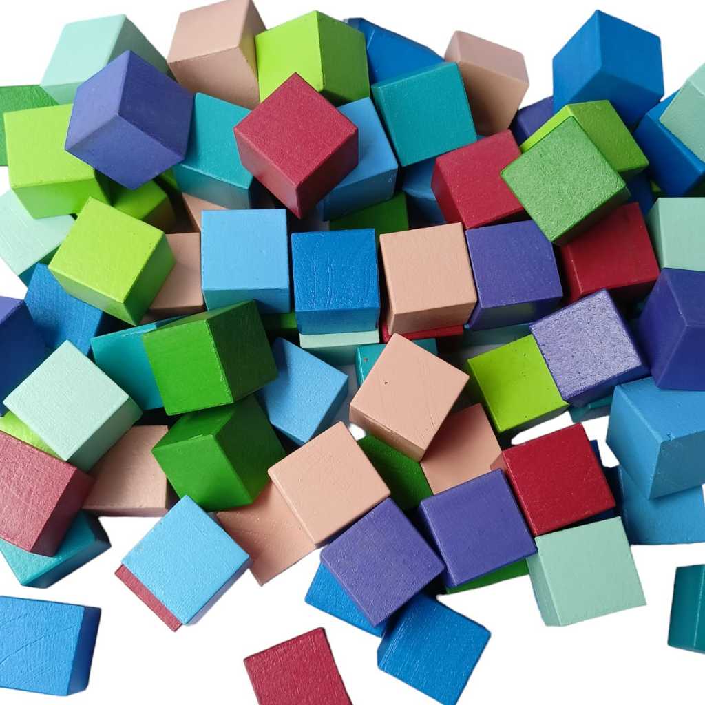 Balok Kubus Warna Terlengkap Satuan / Building Block Balok Susun Mainan Kayu Edukasi Anak 3x3 cm