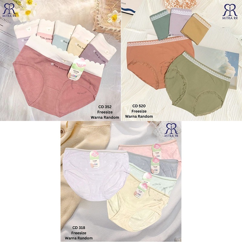 Oimio CD Wanita Fashion Soft Comfort | Celana Dalam Wanita Dewasa Freesize Lembut dan Nyaman Pastel 