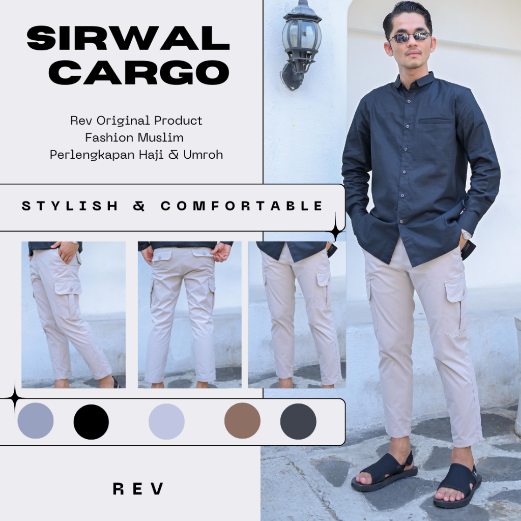 Celana Sirwal Cargo Celana Pria Sirwal Katun Twill Premium Rev
