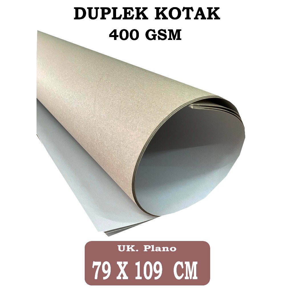 

DUPLEK CUOTED / DUPLEK KOTAK 400 GSM UKURAN PLANO ( 79 X 109 CM ) , 1 LEMBAAR