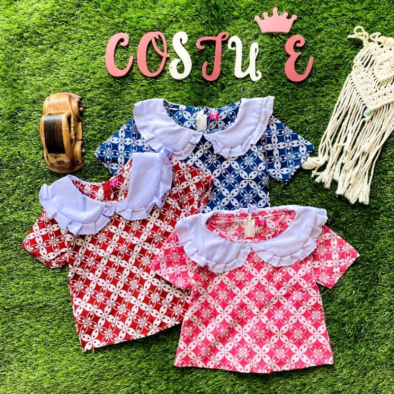 Batik Costume Blus Batik Anak Merah Putih Atasan Nbatik Anak Sekolah Merah Hati Putih Seragam Batik 