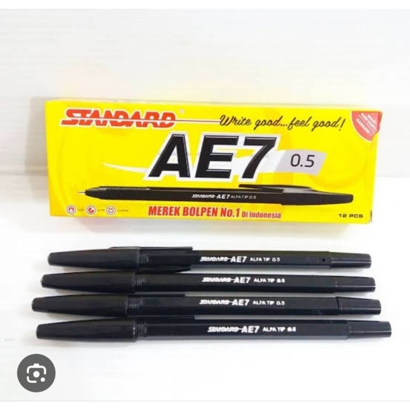 

(12PCS) Pulpen Standard AE7 / Bulpen Bolpoint Standart AE-7 Hitam