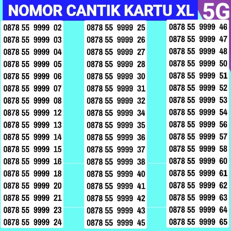 NOMOR CANTIK XL KARTU PERDANA XL NOMOR XL 4G 5G 7777 9999 8888