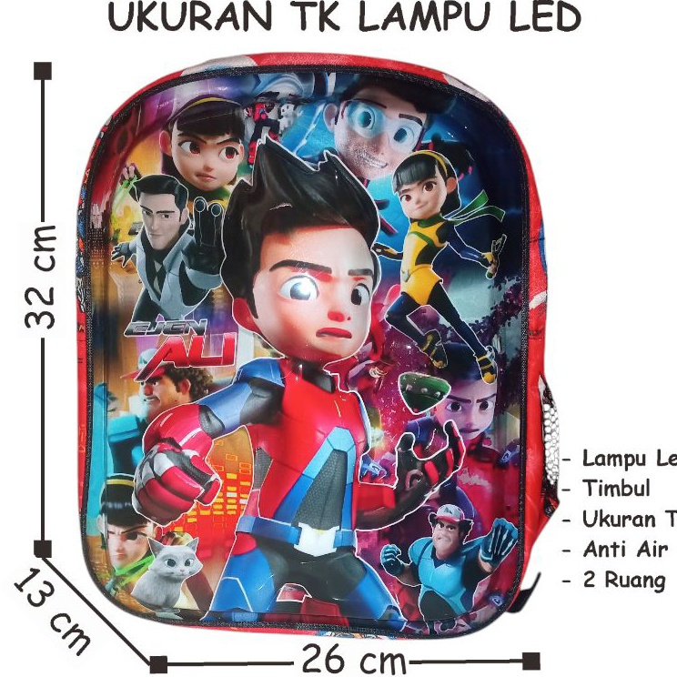 Hot Now  tas ransel anak laki laki lampu nyala led timbul 3d untuk tk ejen ali