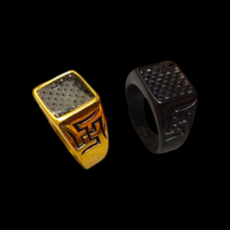 Cincin Pria Keren Motif Carbon Titanium Asli