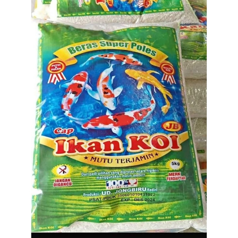 

Beras cap ikan koi kemasan 5kg punel dan mutu terjamin