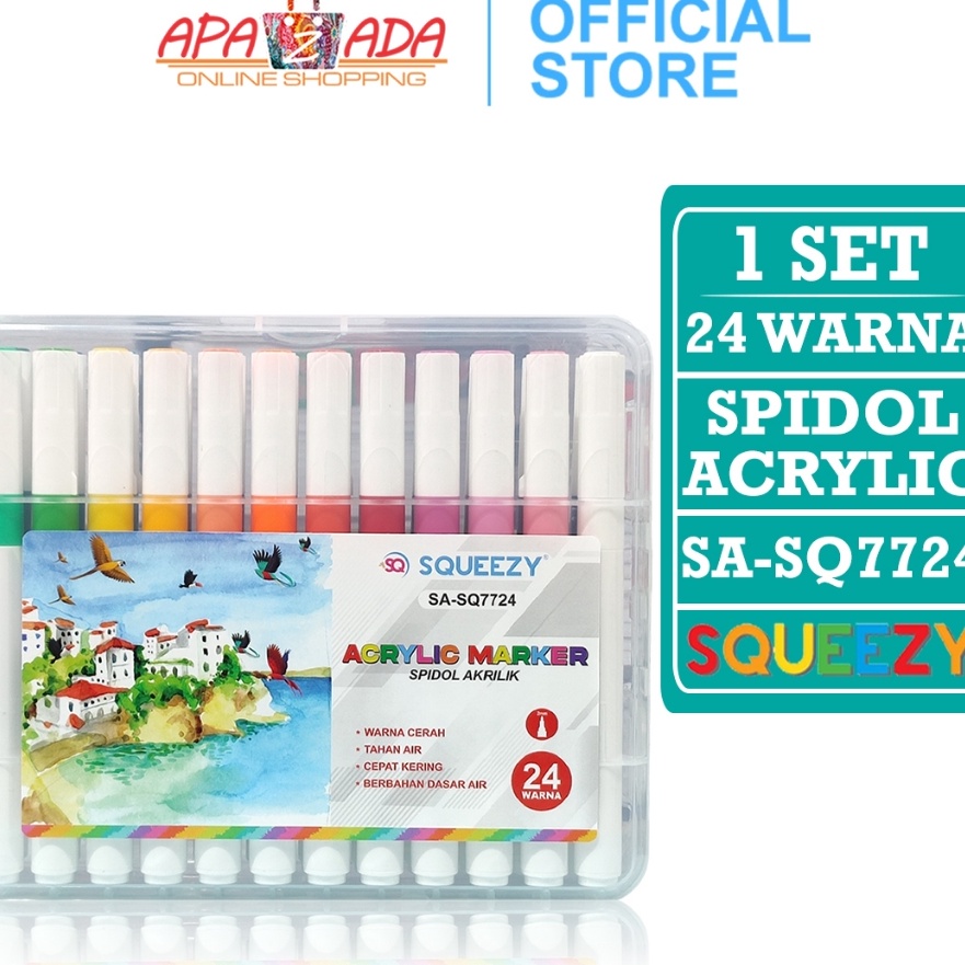 

Limit Apazada Spidol Akrilik 1 Set 24 Warna Pena Cat Acrylic Marker Squeezy SASQ7724