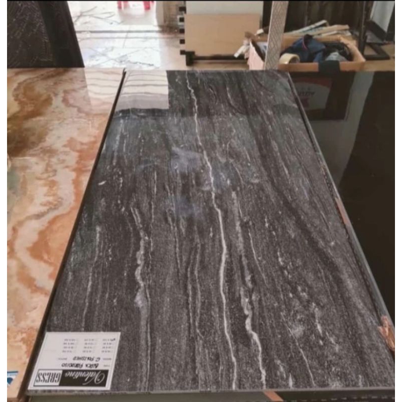 granit 60x120 hitam motif granit lantai teras glosyy