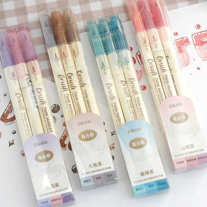 

Khusus 3pcs brush lettering kuas brush pen kalrafi lucu drawing pen spidol hhlhter pena warna warni pink school stuff brusen pastel alat tulis stationery korea