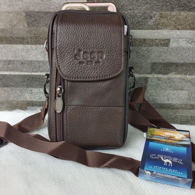 KODE K73W TAS HP KULIT JEEPTAS SLEMPANG PRIA HP KULIT 68 incdompet hp kulit sapi asli