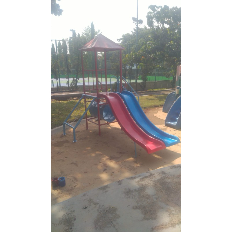 rumahan perosotan dengan dua perosotan anak dengan terowongan dan jaring laba free ongkir jkt