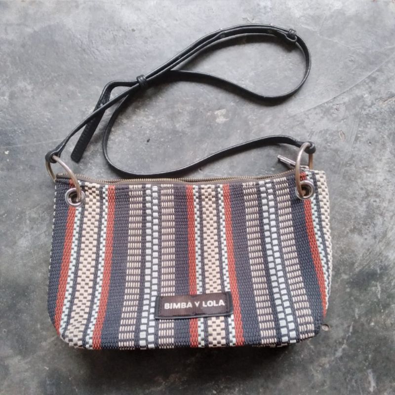 bimba y lola trapezium plaited crossbody bag