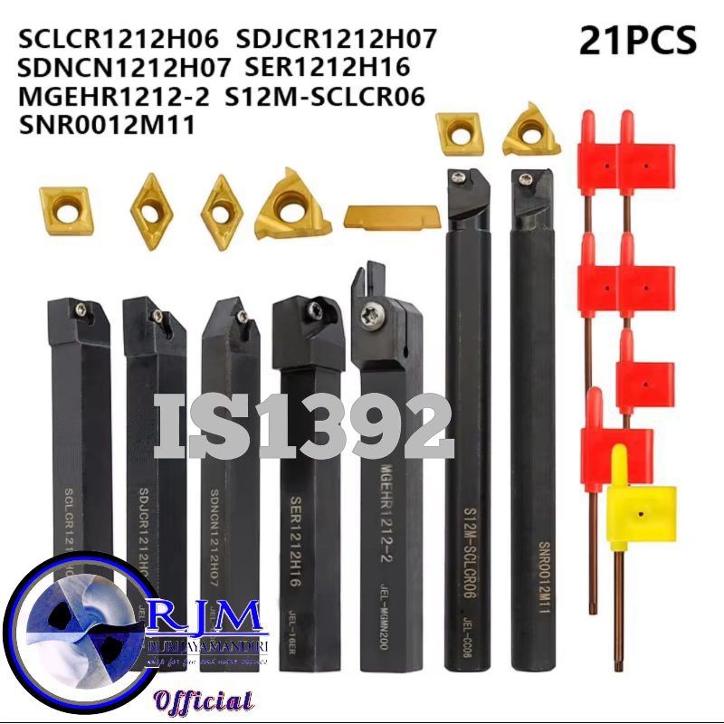 paket holder bubut 12mm set 7pcs set insert carbide 7pcs lathe tool holder 1212 holder luar dalam dr