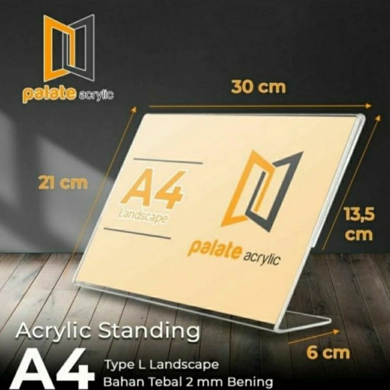 

KODE O97U Acrylic Akrilik Tent Card Holder Ukuran A4 21x3 cm Model Kaki L Landscape