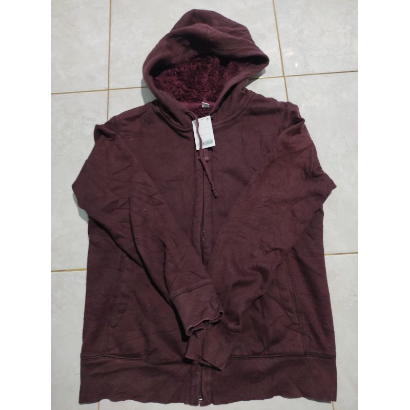 hoodie zipper cewek UNIQLO sherpa second size m