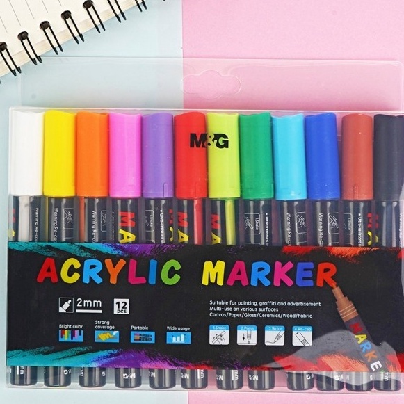 

Wow MG Acrylic Marker Set MG Spidol Akrilik Set isi 5 12 Pcs MG Spidol Warna Set
